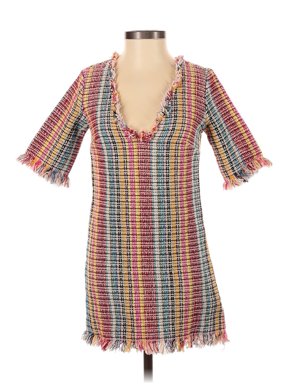 House of Harlow 1960 Multicolor Fringe Tweed Mini Dress